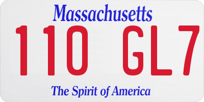 MA license plate 110GL7