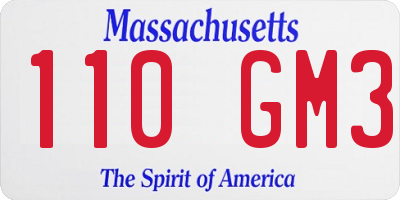 MA license plate 110GM3