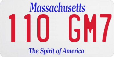MA license plate 110GM7