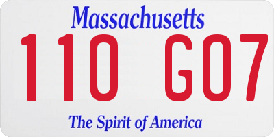 MA license plate 110GO7