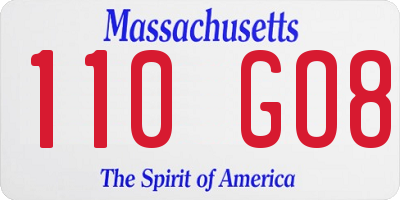 MA license plate 110GO8