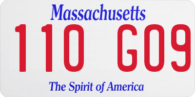 MA license plate 110GO9