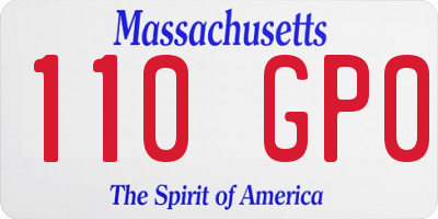 MA license plate 110GP0