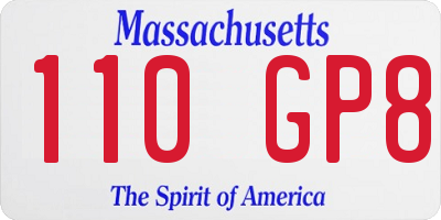 MA license plate 110GP8