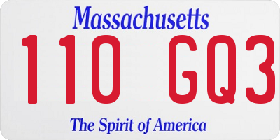 MA license plate 110GQ3