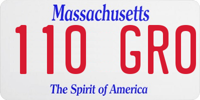 MA license plate 110GR0