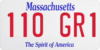MA license plate 110GR1