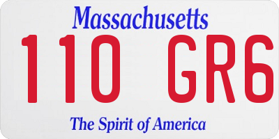 MA license plate 110GR6