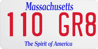 MA license plate 110GR8