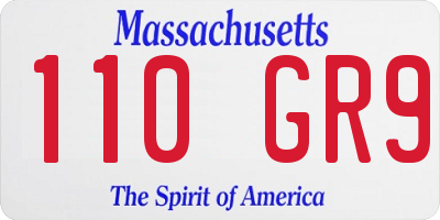 MA license plate 110GR9