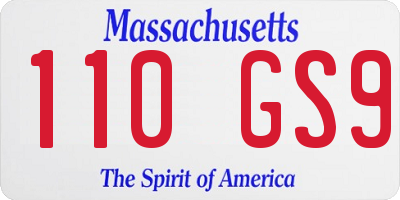 MA license plate 110GS9