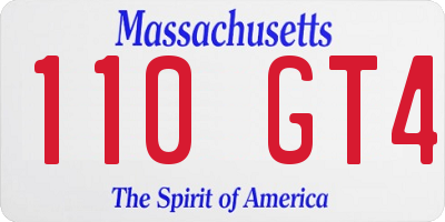 MA license plate 110GT4
