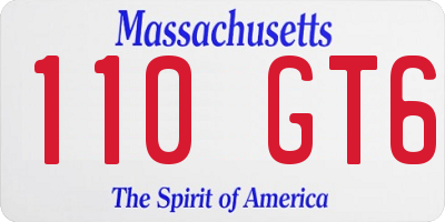 MA license plate 110GT6
