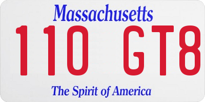 MA license plate 110GT8