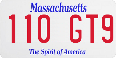 MA license plate 110GT9