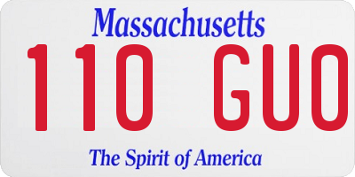 MA license plate 110GU0