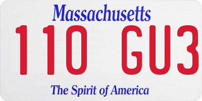 MA license plate 110GU3