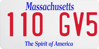 MA license plate 110GV5