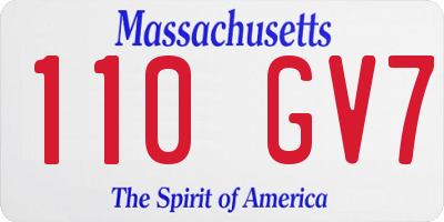 MA license plate 110GV7