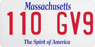 MA license plate 110GV9