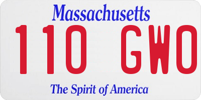 MA license plate 110GW0