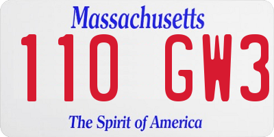 MA license plate 110GW3