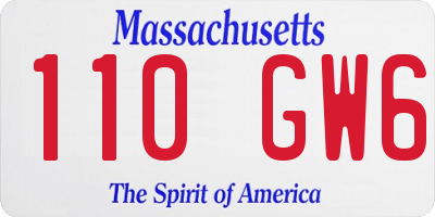MA license plate 110GW6