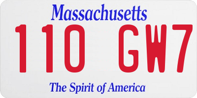 MA license plate 110GW7