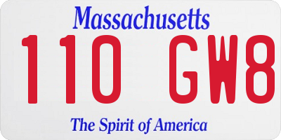 MA license plate 110GW8