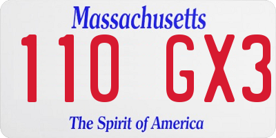 MA license plate 110GX3