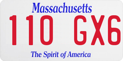 MA license plate 110GX6