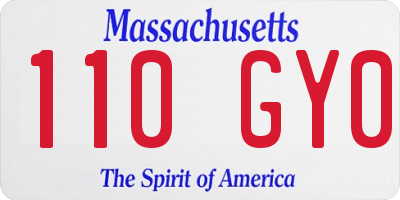 MA license plate 110GY0