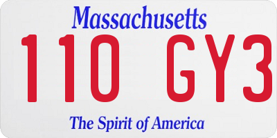 MA license plate 110GY3