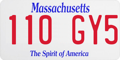 MA license plate 110GY5