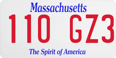 MA license plate 110GZ3