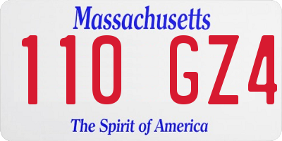MA license plate 110GZ4