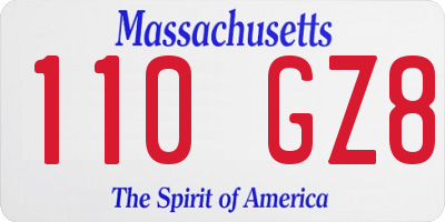 MA license plate 110GZ8