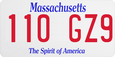 MA license plate 110GZ9