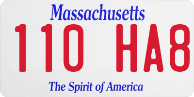 MA license plate 110HA8