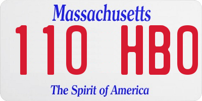 MA license plate 110HB0