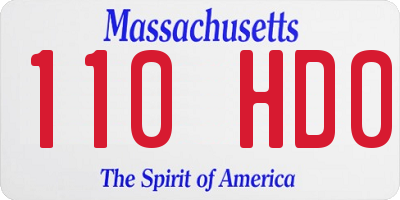 MA license plate 110HD0