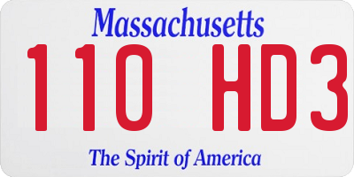 MA license plate 110HD3