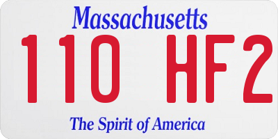 MA license plate 110HF2