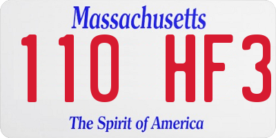 MA license plate 110HF3