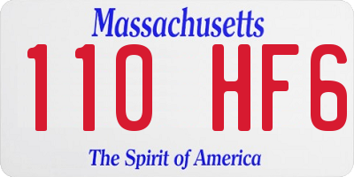 MA license plate 110HF6