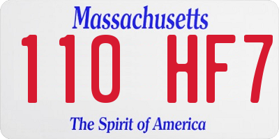 MA license plate 110HF7
