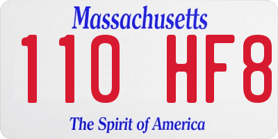 MA license plate 110HF8