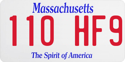 MA license plate 110HF9
