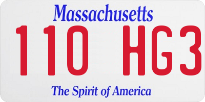 MA license plate 110HG3