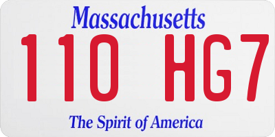 MA license plate 110HG7